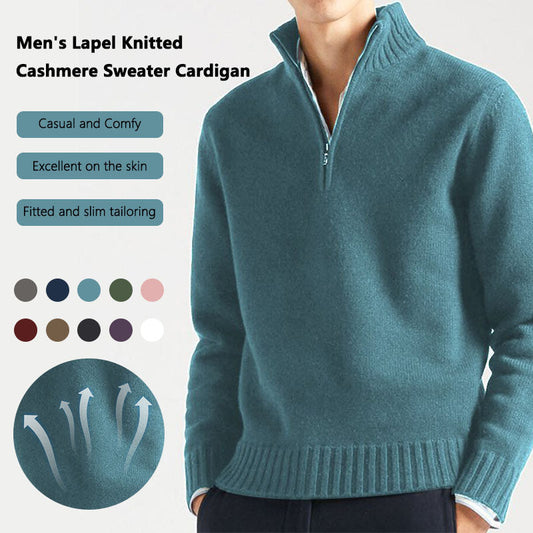 Men's High Quality Cashmere Knitted Lapel Cardigan