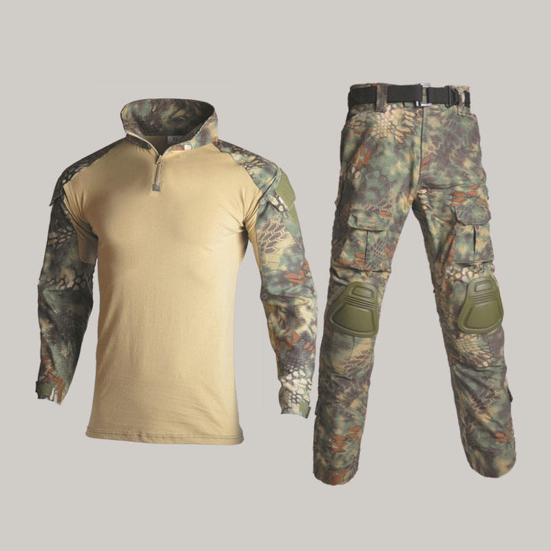camouflage training suit with knee pads