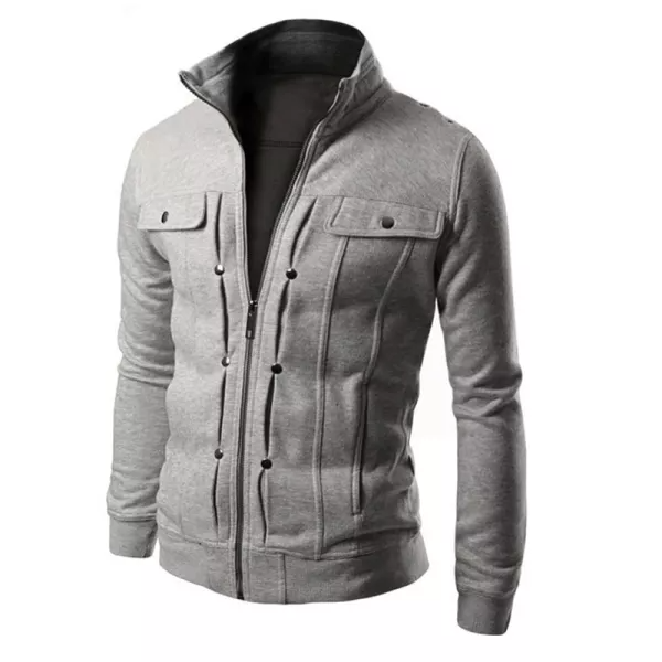 Mens outdoor stand-collar thin sweater jacket