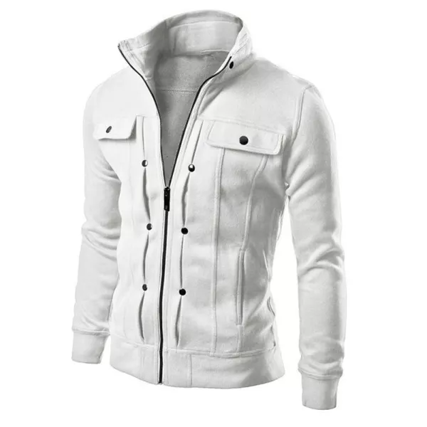 Mens outdoor stand-collar thin sweater jacket