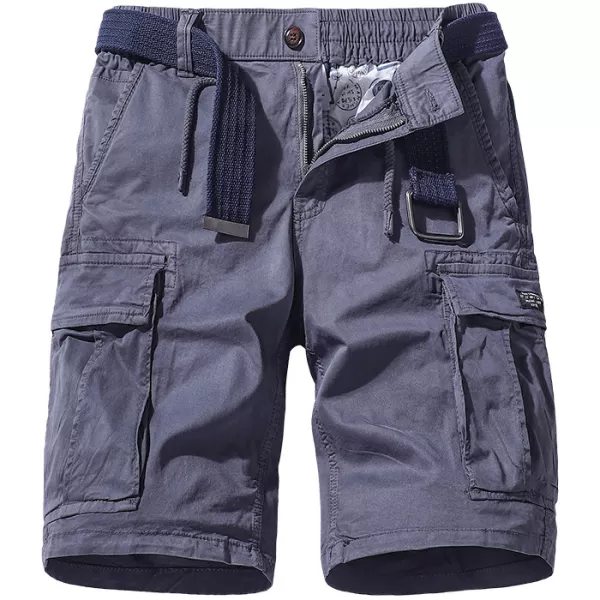 Outdoor Solid Color Loose Multi-pocket Cargo Shorts