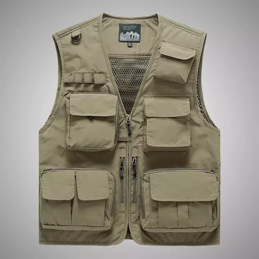 Men's Mesh Multi Pocket Detachable Back Breathable Outdoor Multifunctional Vest